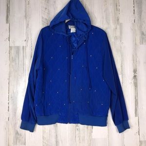 Vintage silky studded hooded parachute windbreaker